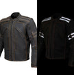 Milwaukee Leather Men's Matte Black Street CE Armored Motorcycle Vented Jacket - Reflective - LKM17012