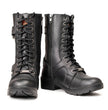 Milwaukee Leather Women's Premium Leather Motorcycle Riding Boots - Lace-To-Toe Harness - Zipper Closure - MBL9391