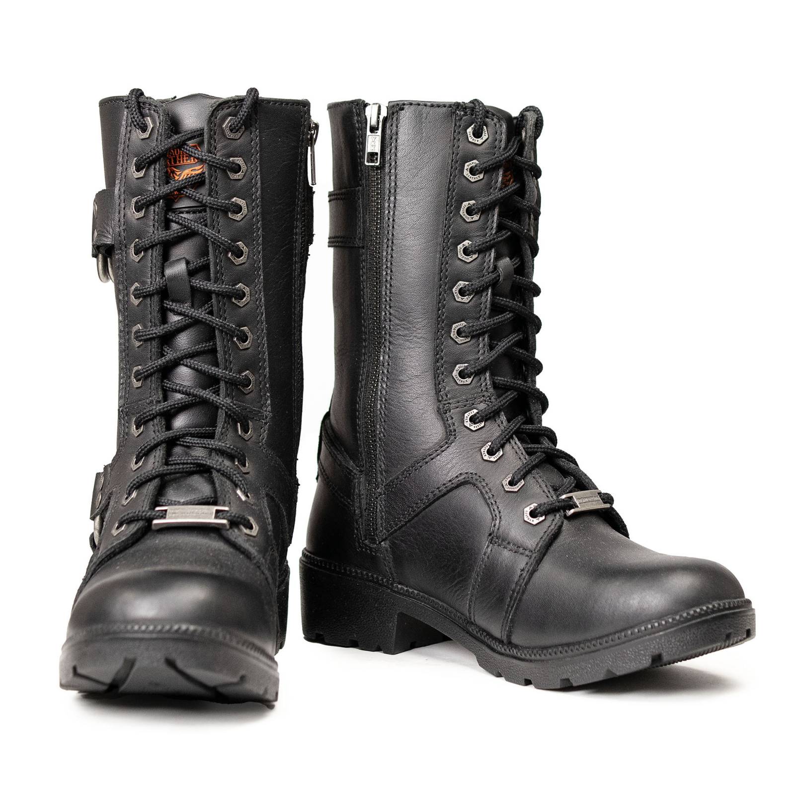 Milwaukee Leather Women's Premium Leather Motorcycle Riding Boots - Lace-To-Toe Harness - Zipper Closure - MBL9391