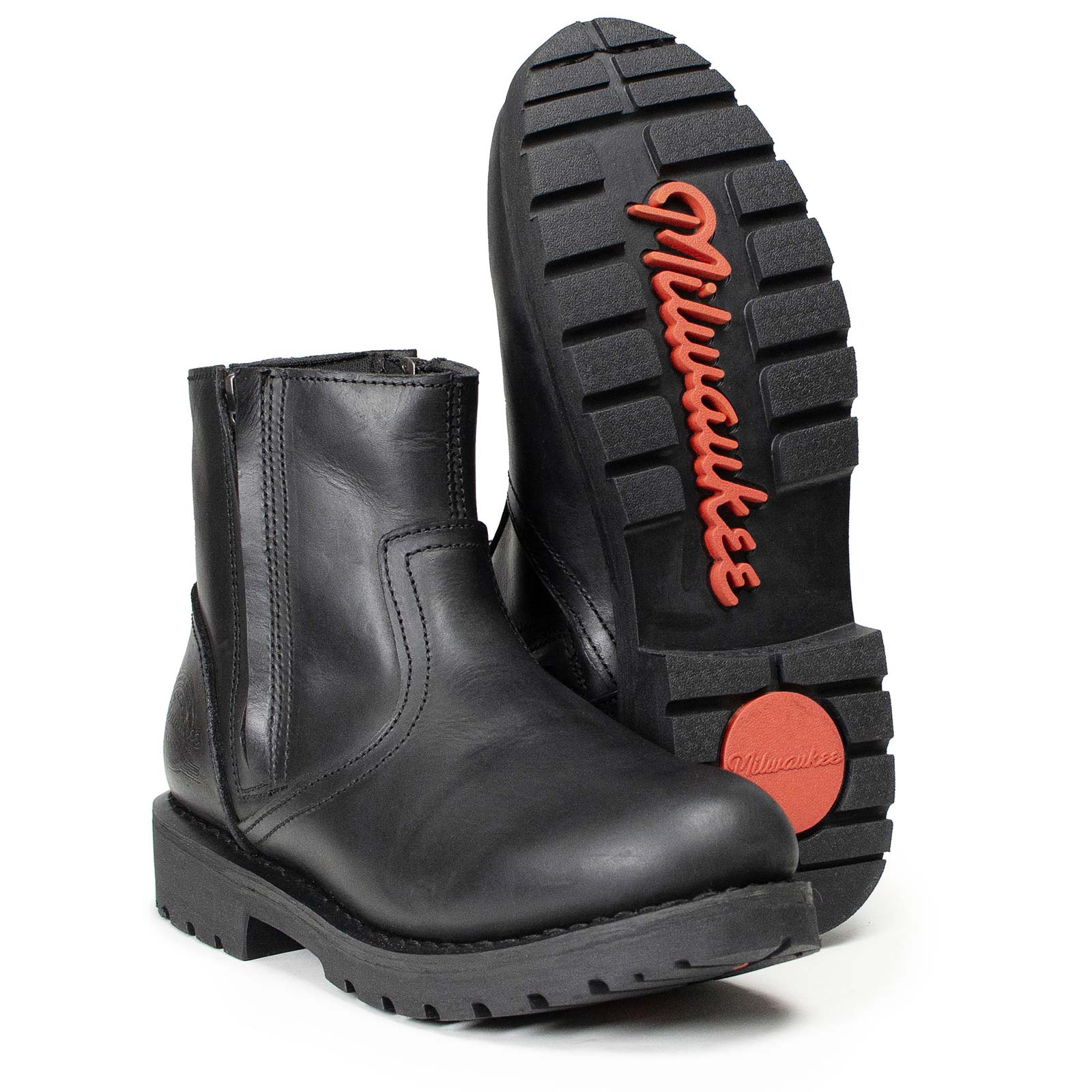 MMCC Men’s Kick Start 7” Black Top Grain Leather Motorcycle Boots - Dual YKK Zippers, Freedom Flex Toe - MBM9009