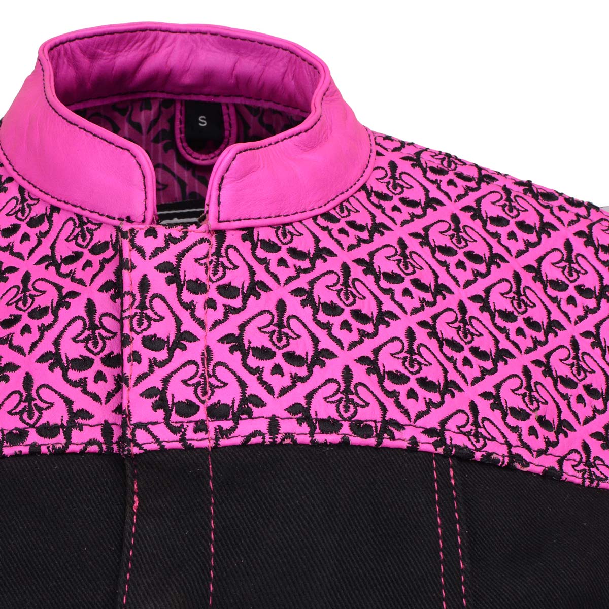 Milwaukee Leather MDL4051 Women's 'Skelly' Black with Pink