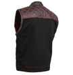 Milwaukee Leather MDM3036 Men’s Wrecker Club Vest – Black Denim & Leather, Diamond Quilt, Red Stitch