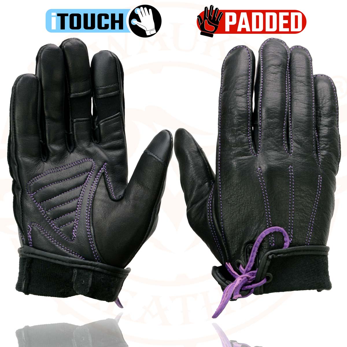 Milwaukee Leather MG7771 Women's Black/ Purple 'I - Touchscreen