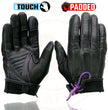 Milwaukee Leather MG7771 Women's Black/ Purple ’I - Touchscreen Compatible’ Laced Wrist Motorcycle Hand Gloves W/ Gel Palm