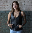 Milwaukee Leather Women's Black Leather V-Neck Motorcycle Rider Vest with Side Lace MLL4531