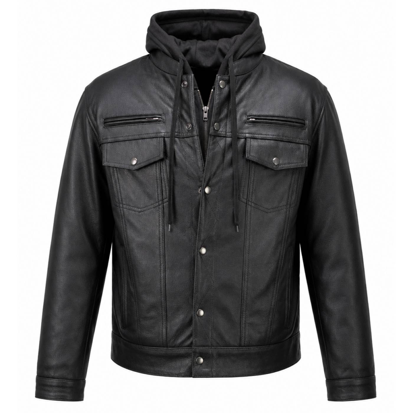 Milwaukee Leather Men's Leather Shirt Jacket with Removable Hoodie and Patch Access - MLM1614