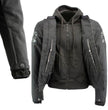 Milwaukee Leather Men's Vengeance Black Armored Textile Motorcycle Jacket with Skull Embroidery - MPM17019