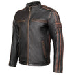 Milwaukee Leather Men’s Copperline Black Leather Moto Café Racer Jacket, Stand Collar, 6 Pockets - SFM1816