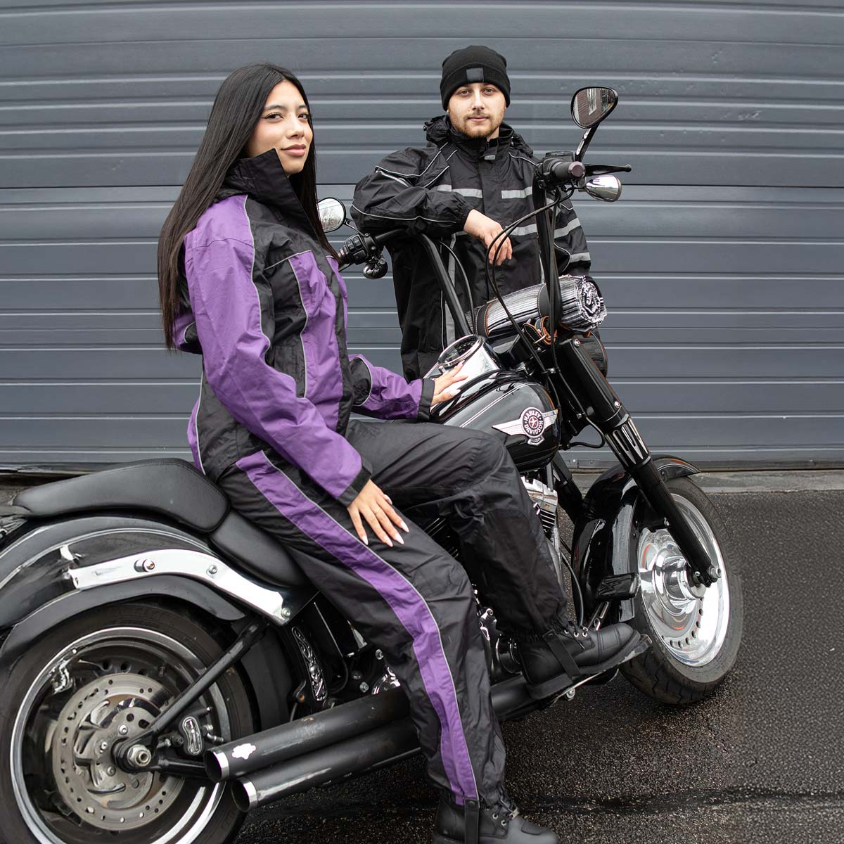 NexGen SH2222 Women's Purple and Black Oxford Water Proof Motorcycle Rain Suit
