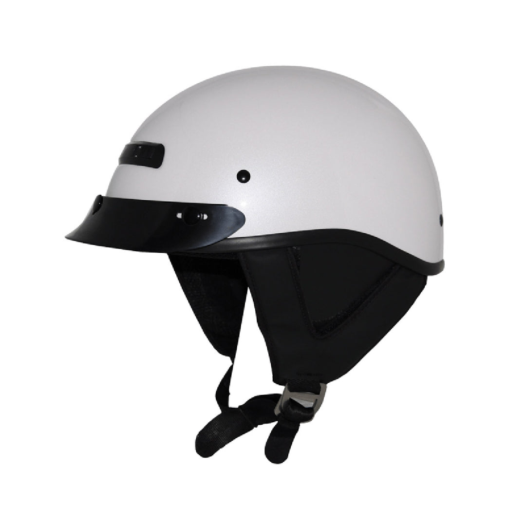 custom white motorcycle helmet Zox ST-225B 'Alto Custom' Pearl White Motorcycle Half Helmet