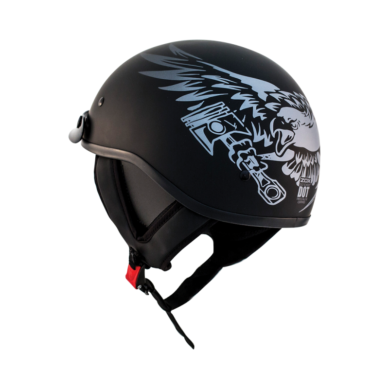 ZOX ST-225B ‘Alto Custom' Eagle Silver Motorcycle Half Helmet