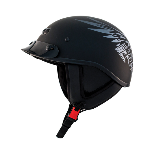 ZOX ST-225B ‘Alto Custom' Eagle Silver Motorcycle Half Helmet