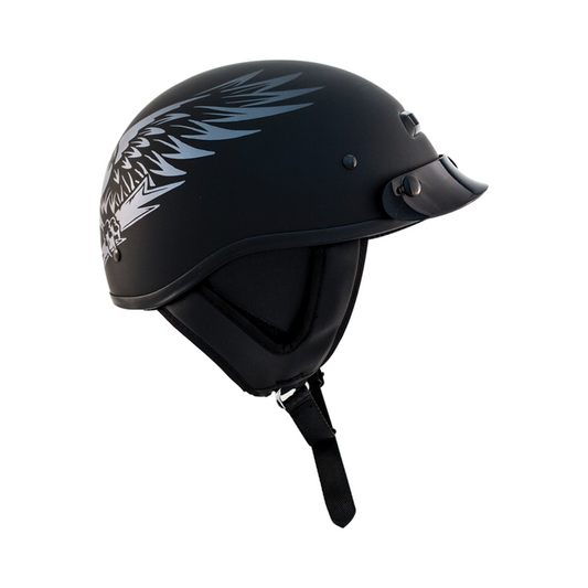 ZOX ST-225B ‘Alto Custom' Eagle Silver Motorcycle Half Helmet