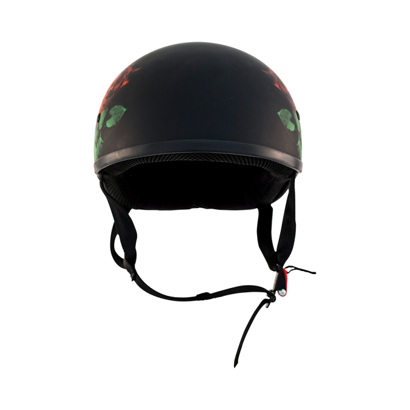 ZOX ST-225A ‘Retro Old School' Roses Matte Grey Motorcycle Half Helmet