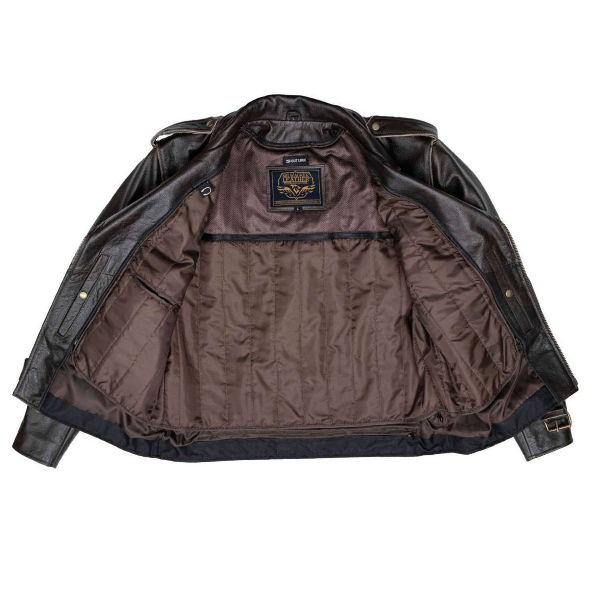 Milwaukee Leather Men's Live to Ride Classic Retro Brown Premium Leather CE Armored Motorcycle Jacket - Side Lace - LKM1707