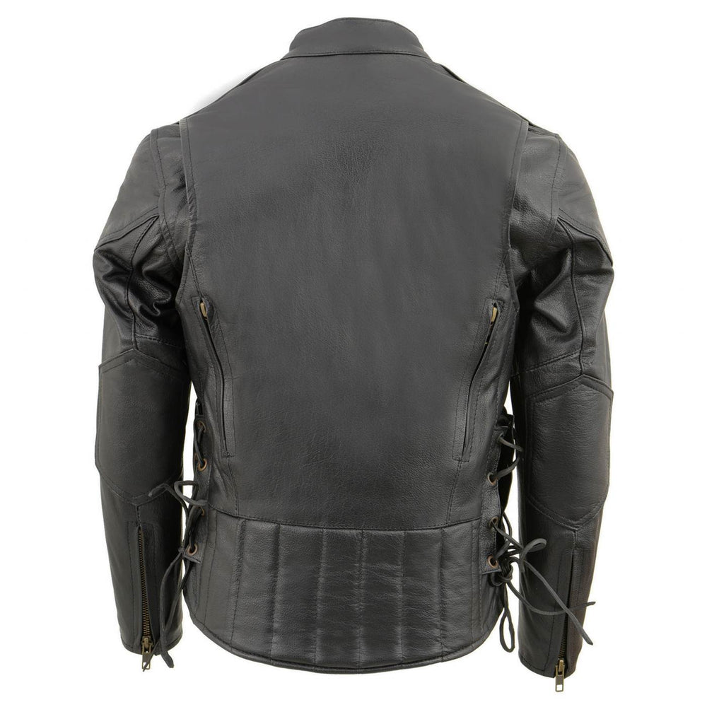 Milwaukee Leather LKM1900 Boy's Black Leather Side Lace Vented Moto Jacket