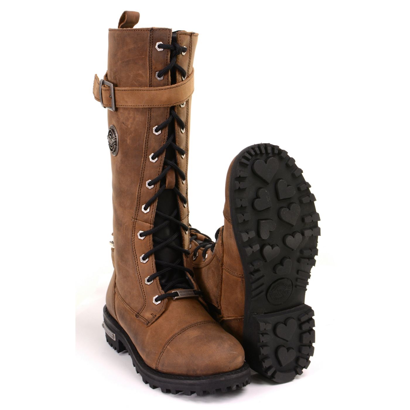 Milwaukee Leather Women's Brown Leather 14” Tall Motorcycle Lace