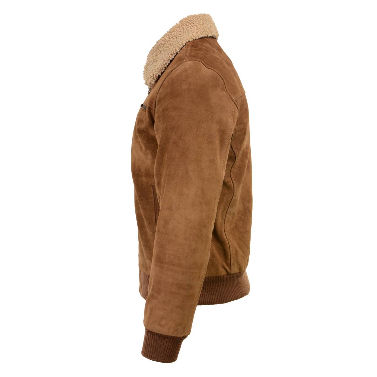 Milwaukee Leather Vintage SFM1818 Men's Classic Beige Suede Leather Fashion Coat Jacket w/ Front Zipper Closure