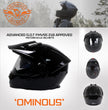 Milwaukee Helmets Gloss Black Ominous Dual Sport Advanced Motorcycle Modular Helmet DOT Approved MPH9821DOT