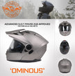 Milwaukee Helmets Silver Ominous Dual Sport Advanced Motorcycle Modular Helmet Biker DOT Approved MPH9822DOT