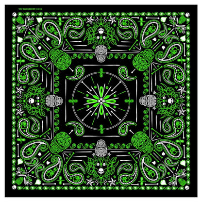 Hot Leathers BAB1068 Green Paisley Skulls Bandana