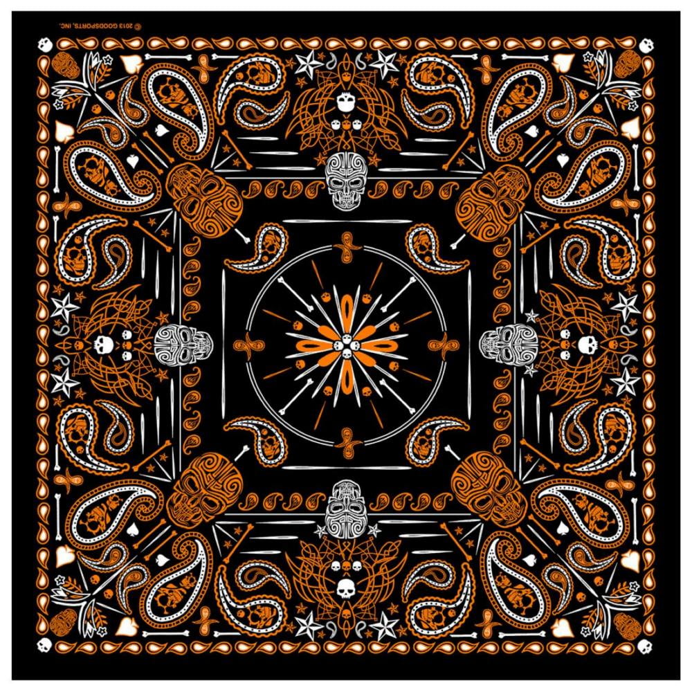 Hot Leathers BAB1069 Orange Paisley Skulls Bandana