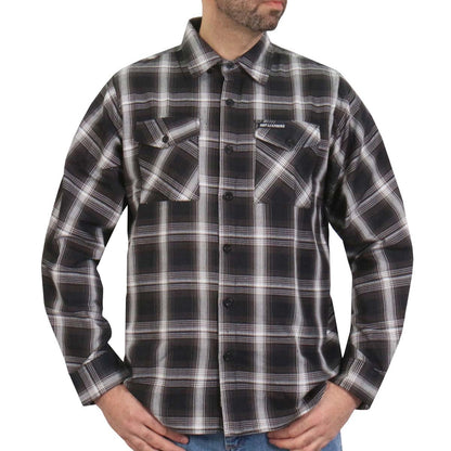 Hot Leathers FLM2023 Men's White and Black Flannel Long Sleeve Shirt