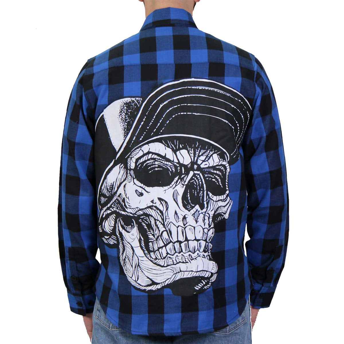 Hot Leathers FLM2107 Men's Snap Back Skull Flannel Long Sleeve Shirt