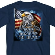 Hot Leathers GMD1420 Men's 'Land of the Free USA Proud Eagle' Navy Blue T-Shirt