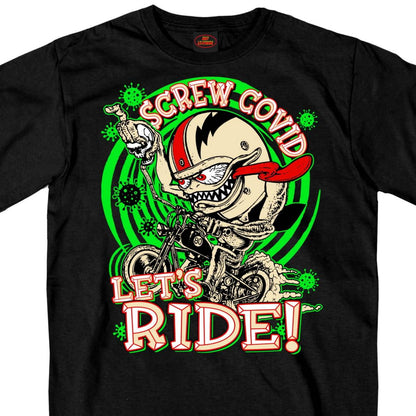 Hot Leathers GMS1474 Men’s Screw Covid Lets Ride Coronavirus Motorcycle Black T-Shirt