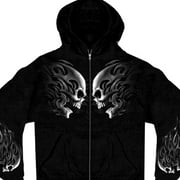 Hot Leathers GMZ4105 Men’s ‘Head Butt Skulls’ Black Hoodie with Zipper Closure