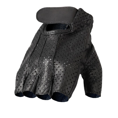 Hot Leathers GVM1016 Unlined Fingerless Vented Leather Gloves with Padded Gel Palm