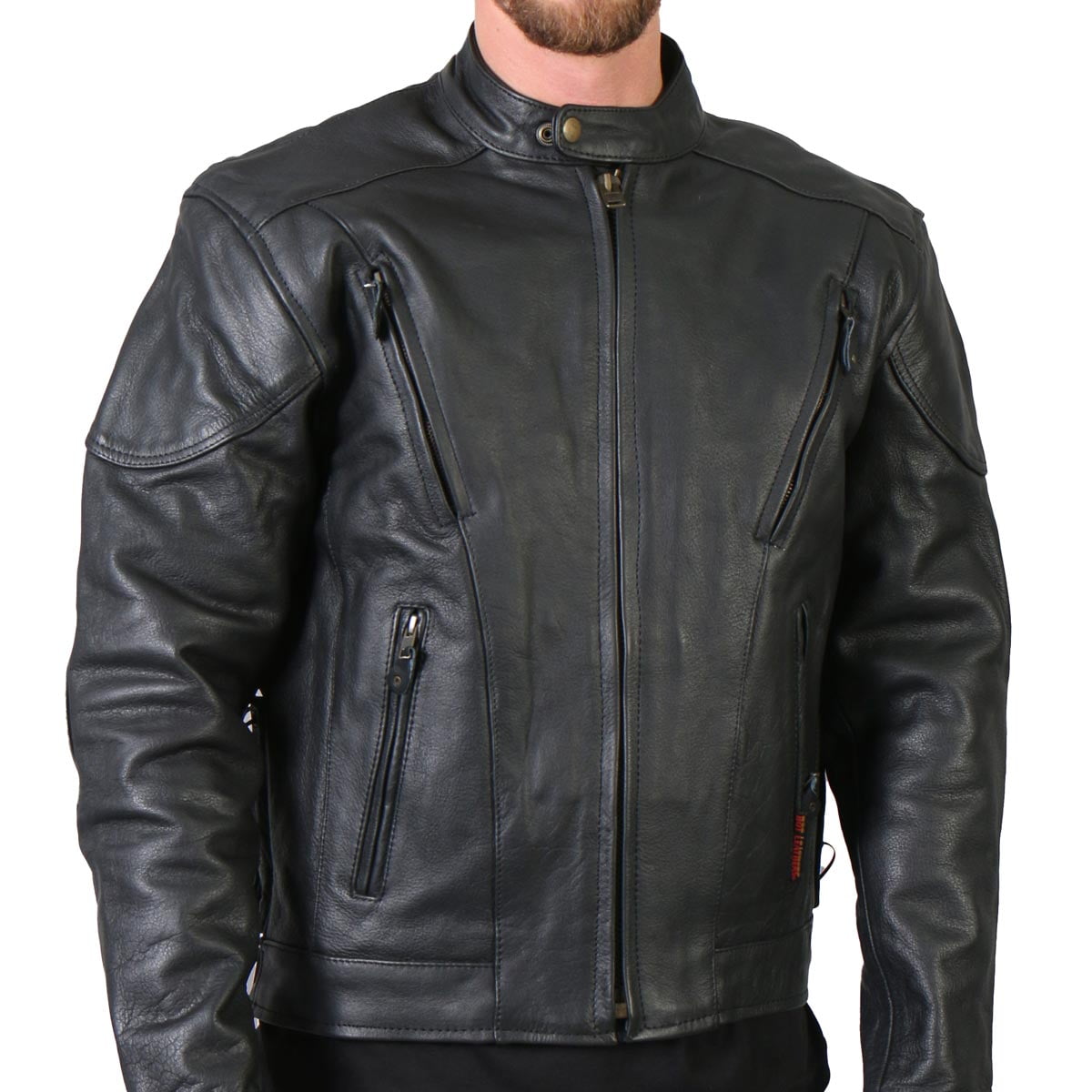 Hot Leathers Men's Premium Leather Vented Motorcycle Biker Jacket JKM1010