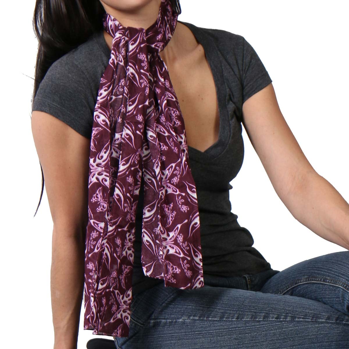 Hot Leathers SCF1003 Purple Tribal Butterflies Scarve