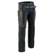 Milwaukee Leather Chaps for Men's Black Leather 4-Pockets - Snap Out Thermal Lined Motorcycle Riders Chap - SH1191C