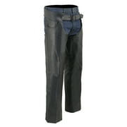 Milwaukee Leather Chaps for Men's Black Thin Braided Premium Leather Jean Style Pocket Motorcycle Chaps-ML1125