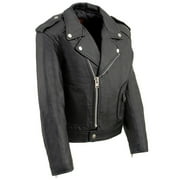 Milwaukee Leather LKK1920 Boy's Black Classic Leather Biker Jacket with Patch Pocket Style