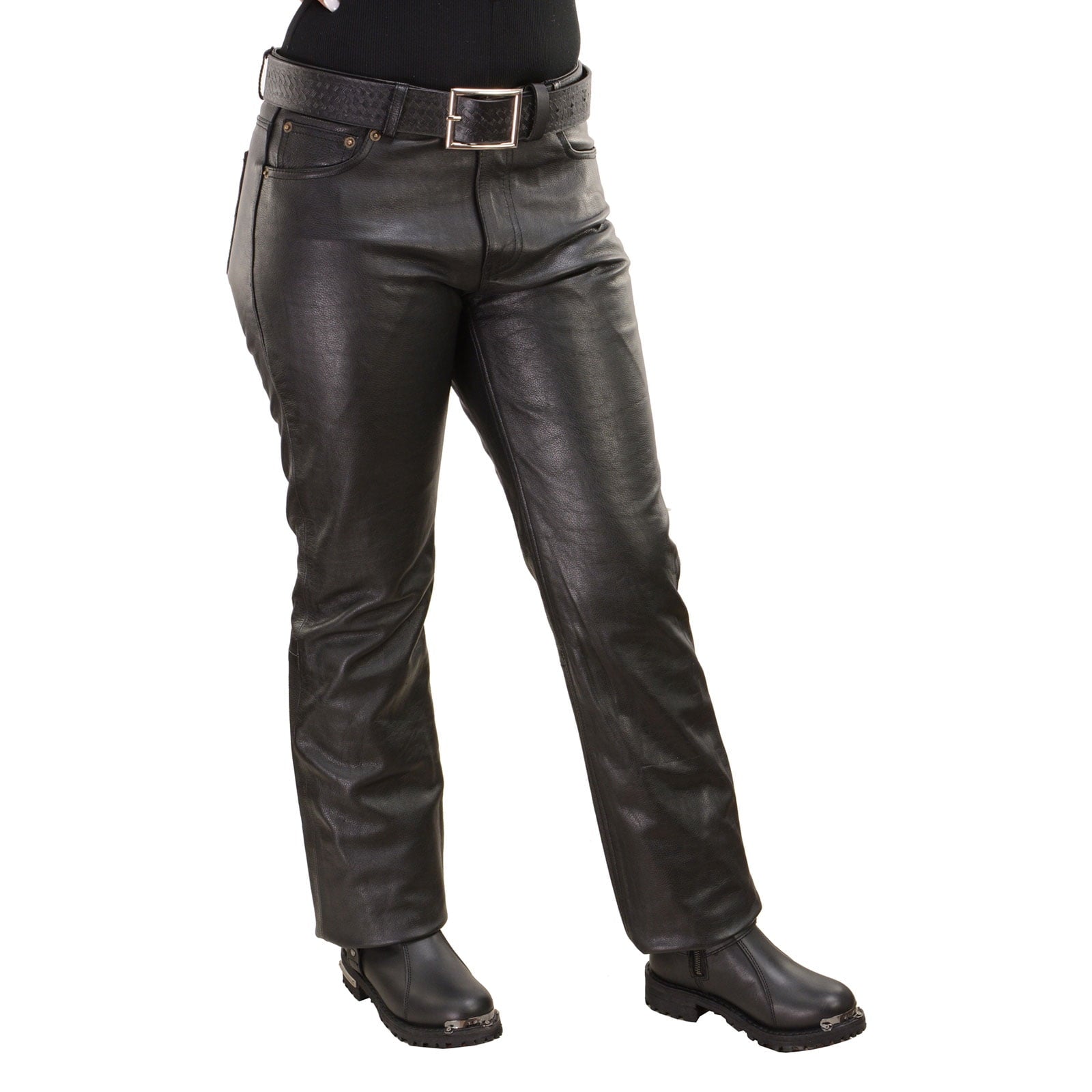 Milwaukee Leather LKL6790 Women's Classic 5 Pocket Black Casual Motorcycle Leather Pants