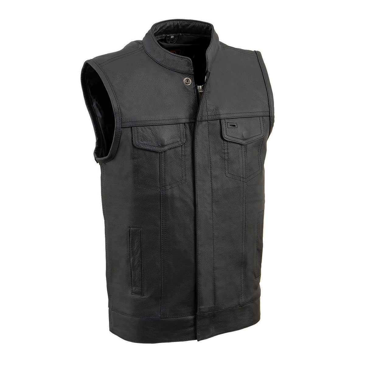 Milwaukee Leather Youth Size Open Neck Snap and Zip Front Club Style Leather Vest LKY3860