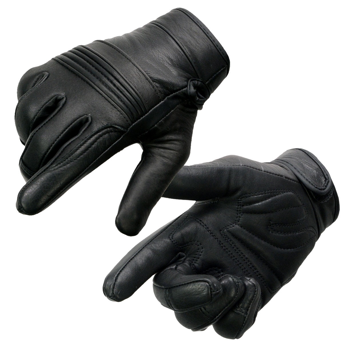 Milwaukee Leather MG7736 Women's Black ‘Cool-Tec’ Leather Gel Palm Motorcycle Hand Gloves W/ Flex Knuckles