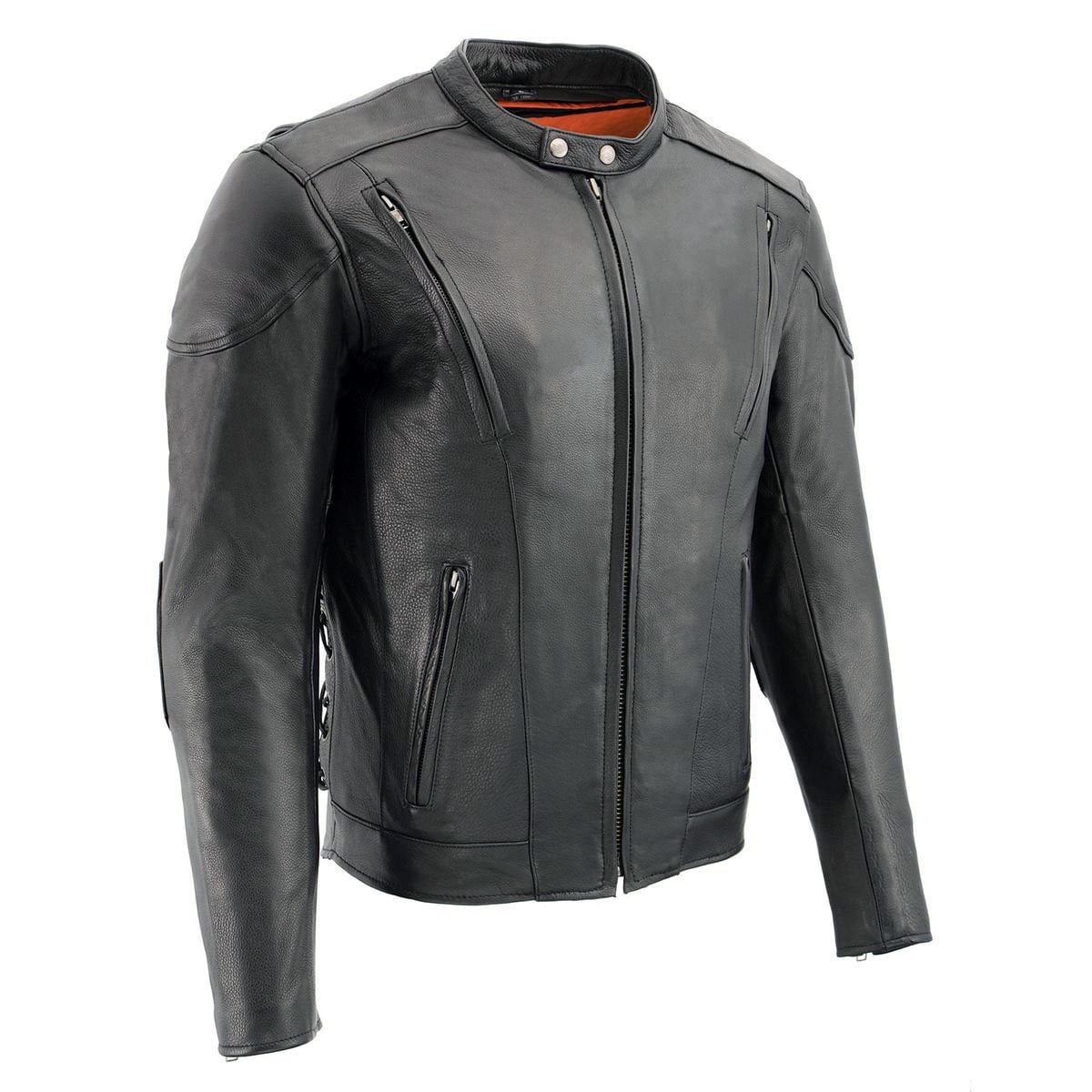 Milwaukee Leather ML1010 Men's Side Lace Vented Black Leather Scooter Jacket