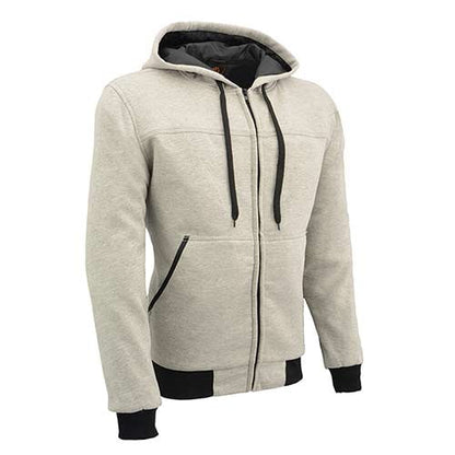 Milwaukee Leather MPM1788 Men's Silver CE Approved Armored Riding Hoodie Sweater with Aramid by DuPont Fibers