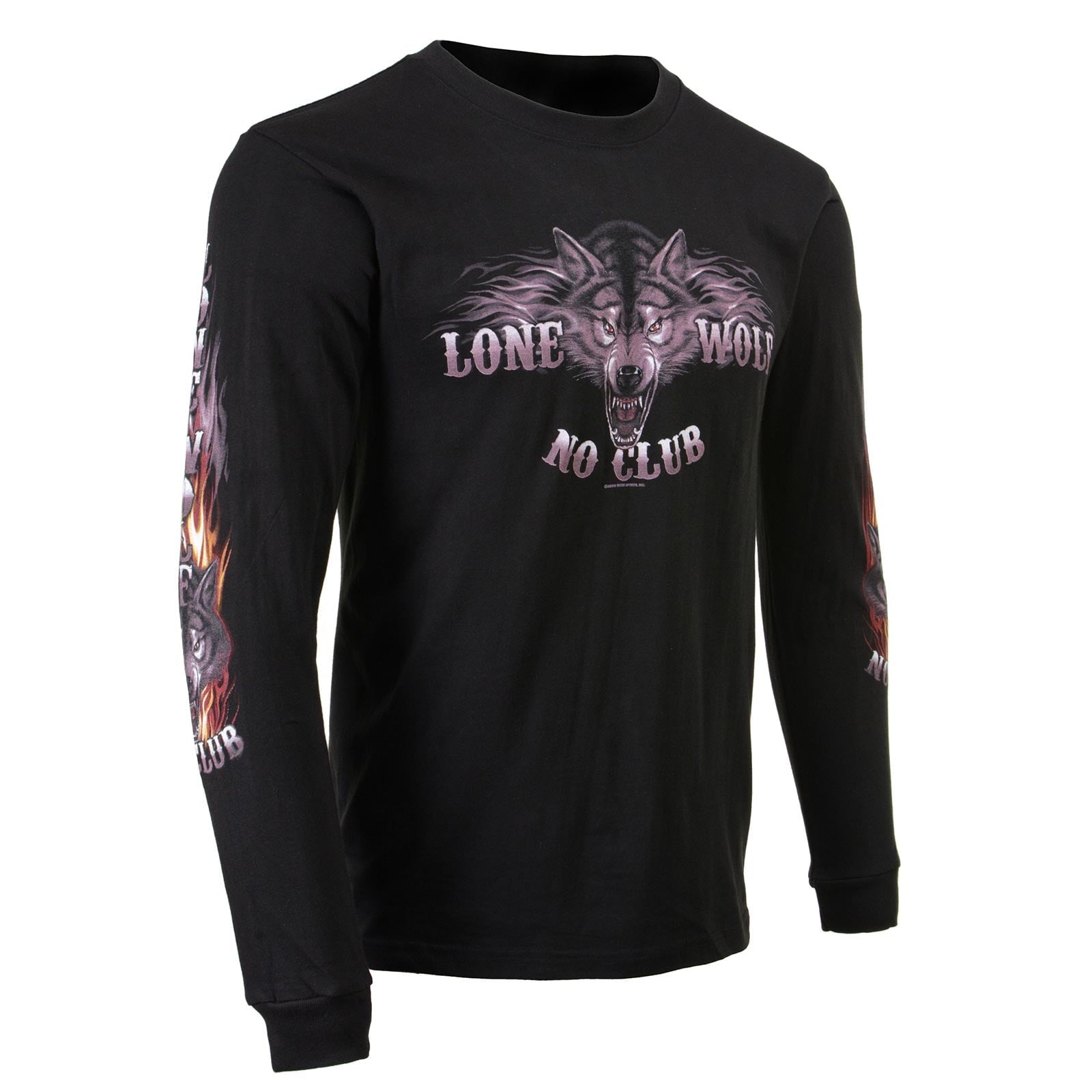 Milwaukee Leather MPMH117001 Men's 'Lone Wolf No Club' Biker Long Sleeve T-Shirt - 2X-Large