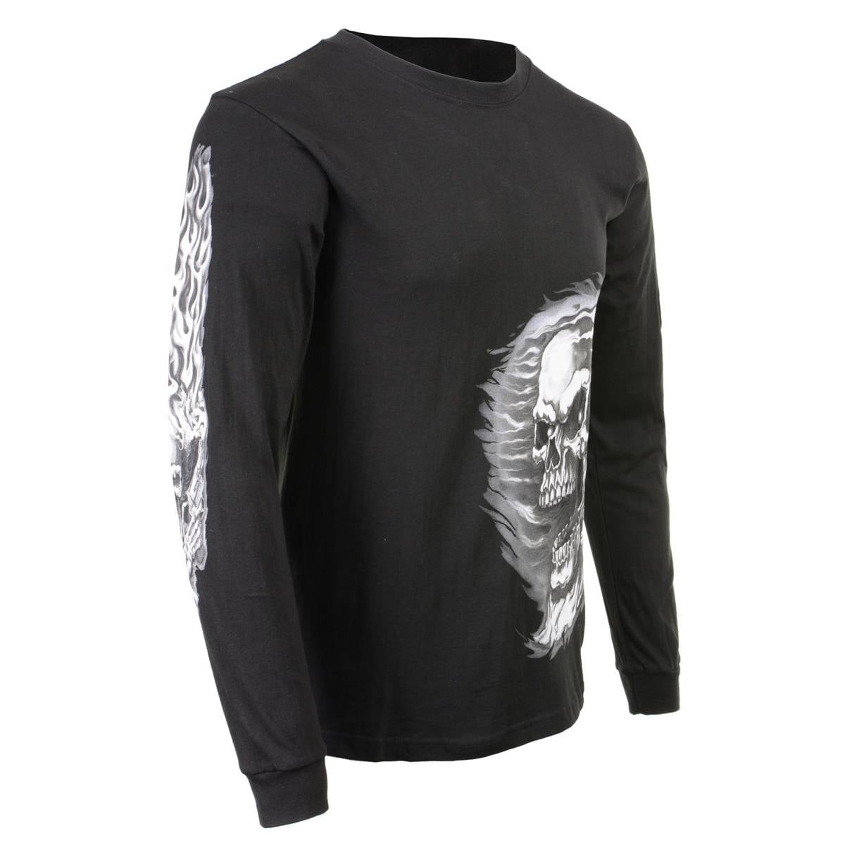 Milwaukee Leather MPMH117002 Mens 'Assassin' Double Sided Black Long Sleeve T-Shirt - Large