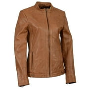 Milwaukee Leather SFL2855 Women's Saddle Zip Front Leather Jacket with Side Stretch Fitting