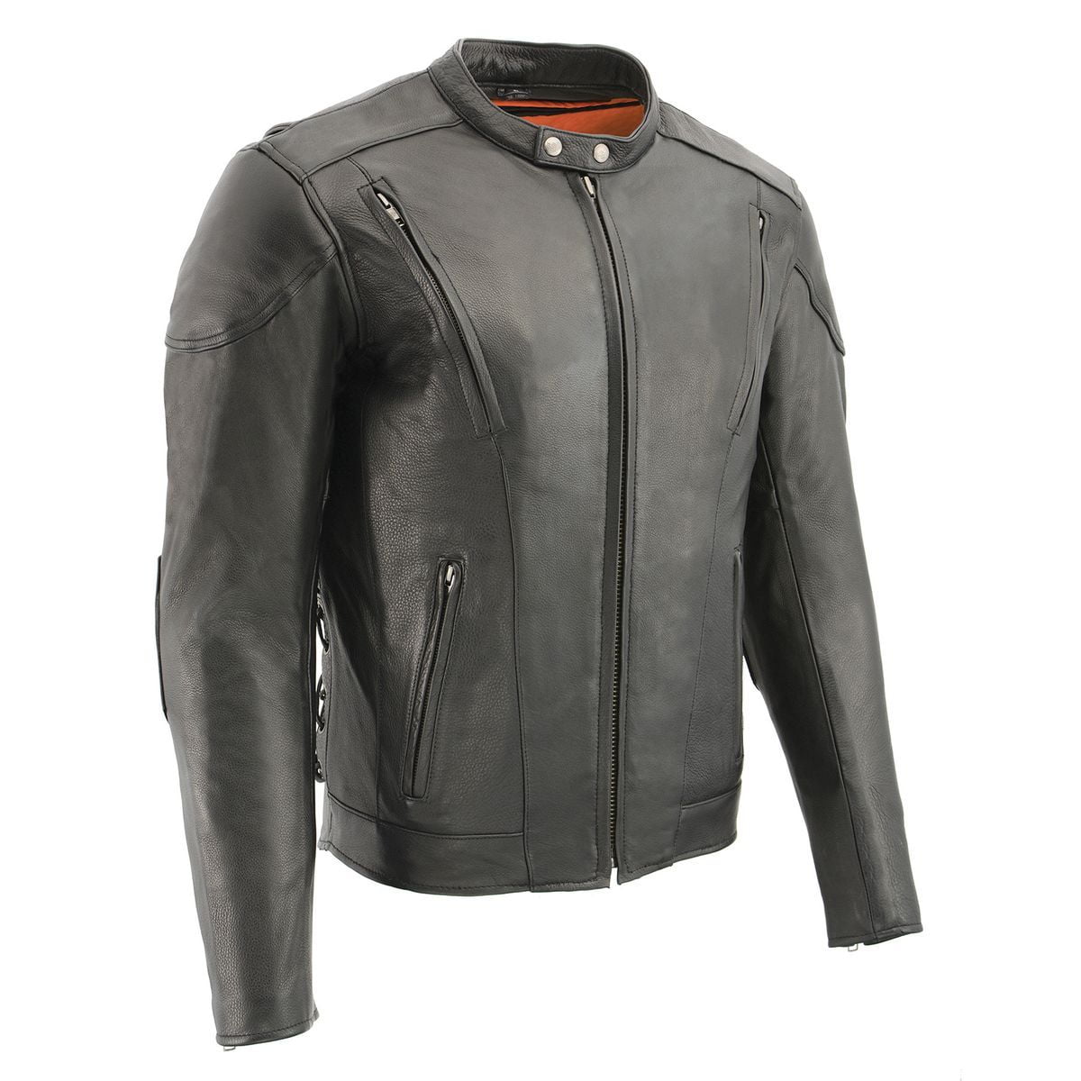 Milwaukee Leather SH1010 Men's 'Scooter' Black Vented Leather Jacket with Side Laces