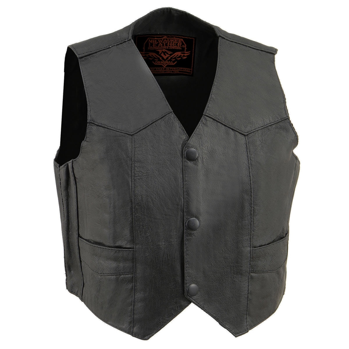 Milwaukee Leather SH2011 Kids Black Classic Three Snap Leather Vest