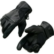 Milwaukee Leather SH296 Men's Black Leather Mesh Racing Motorcycle Hand Gloves W/ Padded Knuckle