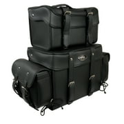 Milwaukee Leather SH65001 Large Black PVC  4-Piece Motorcycle Touring Tail Bag