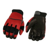 Milwaukee Leather SH791 Men's Black Leather and Red Mesh Combo Racing Motorcycle Hand Gloves W/ Elasticized Fingers